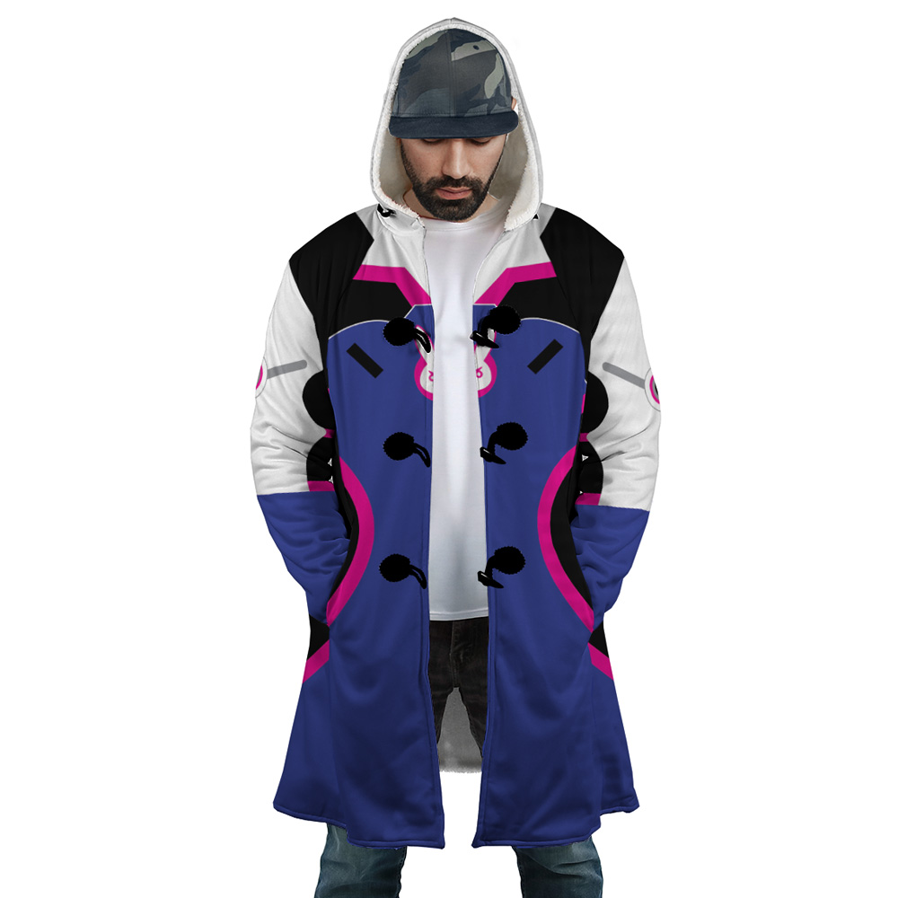 D Va Overwatch AOP Hooded Cloak Coat FRONT Mockup - Overwatch Shop