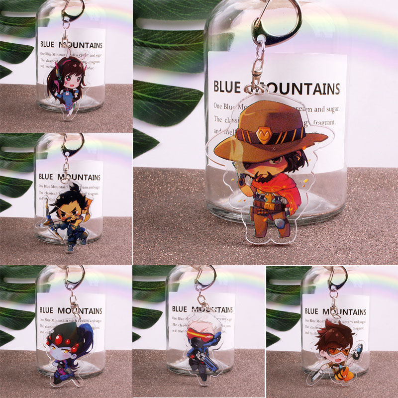 Game Overwatch Cosplay D VA Mei Genji Hanzo Keychain Cartoon Figure Acrylic Pendant Keyring - Overwatch Shop