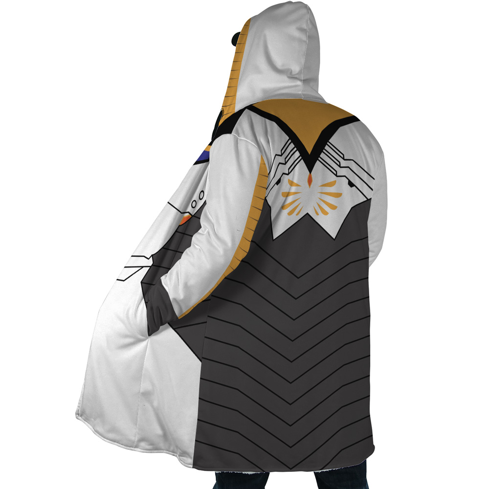 Mercy Overwatch AOP Hooded Cloak Coat SIDE Mockup - Overwatch Shop