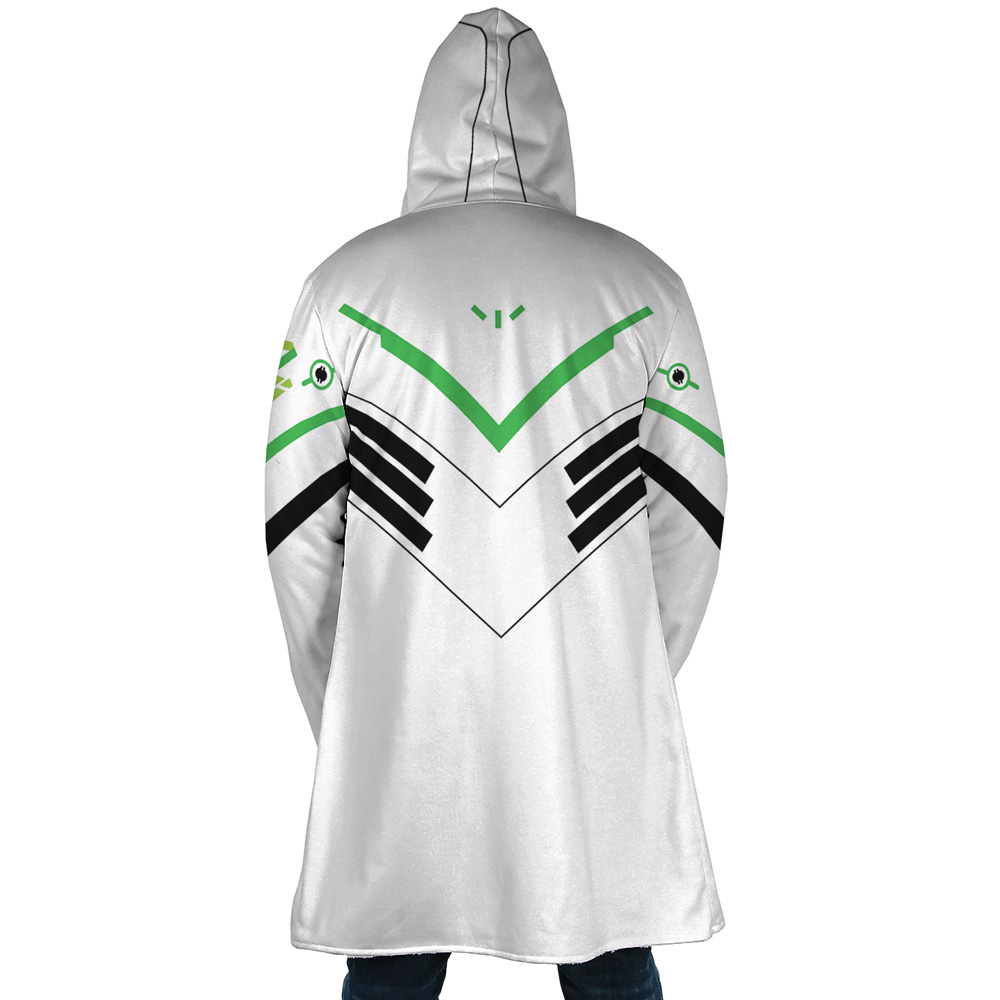 Nerf Genji Overwatch AOP Hooded Cloak Coat BACK Mockup - Overwatch Shop