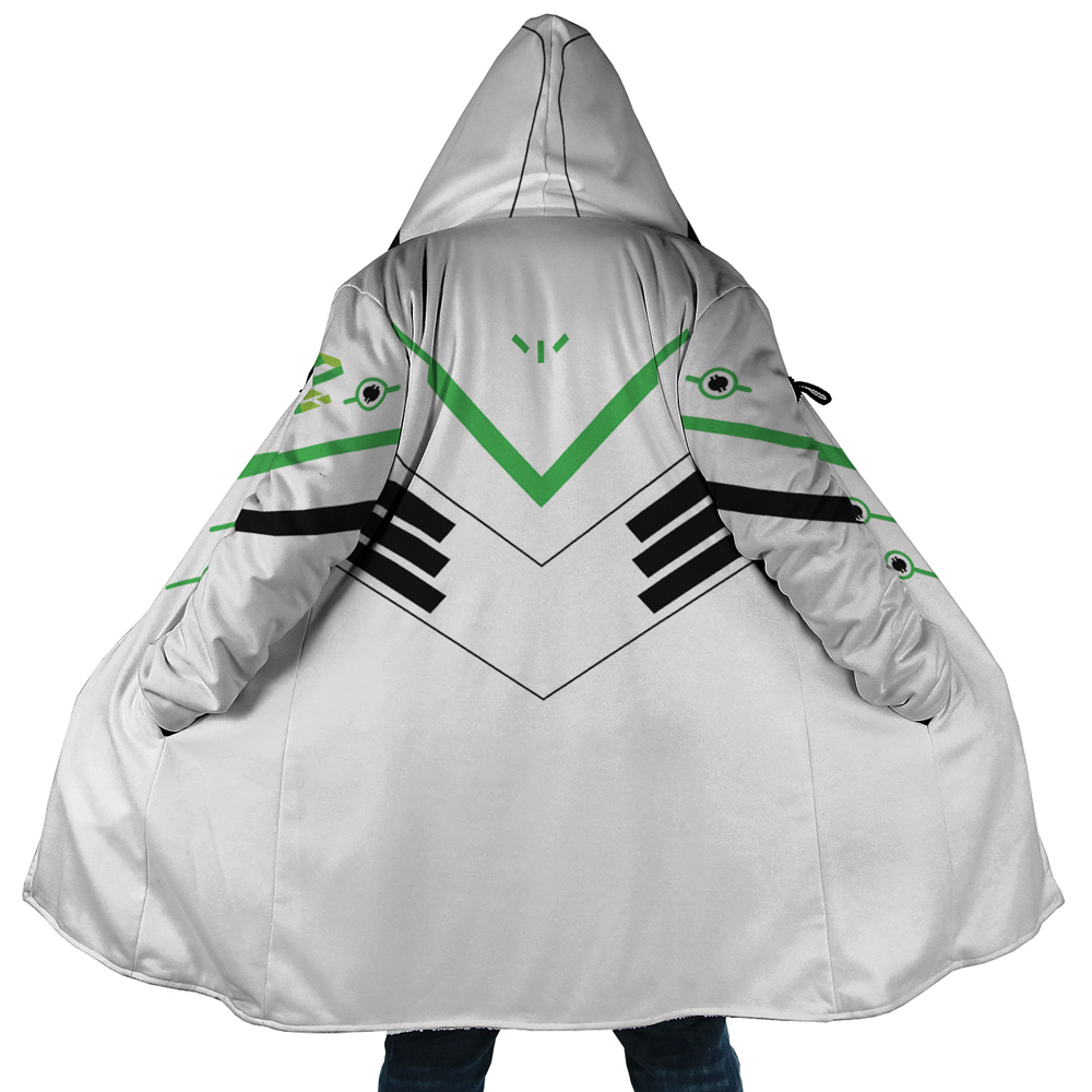 Nerf Genji Overwatch AOP Hooded Cloak Coat MAIN Mockup - Overwatch Shop