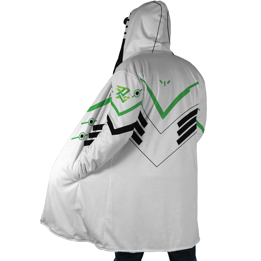 Nerf Genji Overwatch AOP Hooded Cloak Coat SIDE Mockup - Overwatch Shop