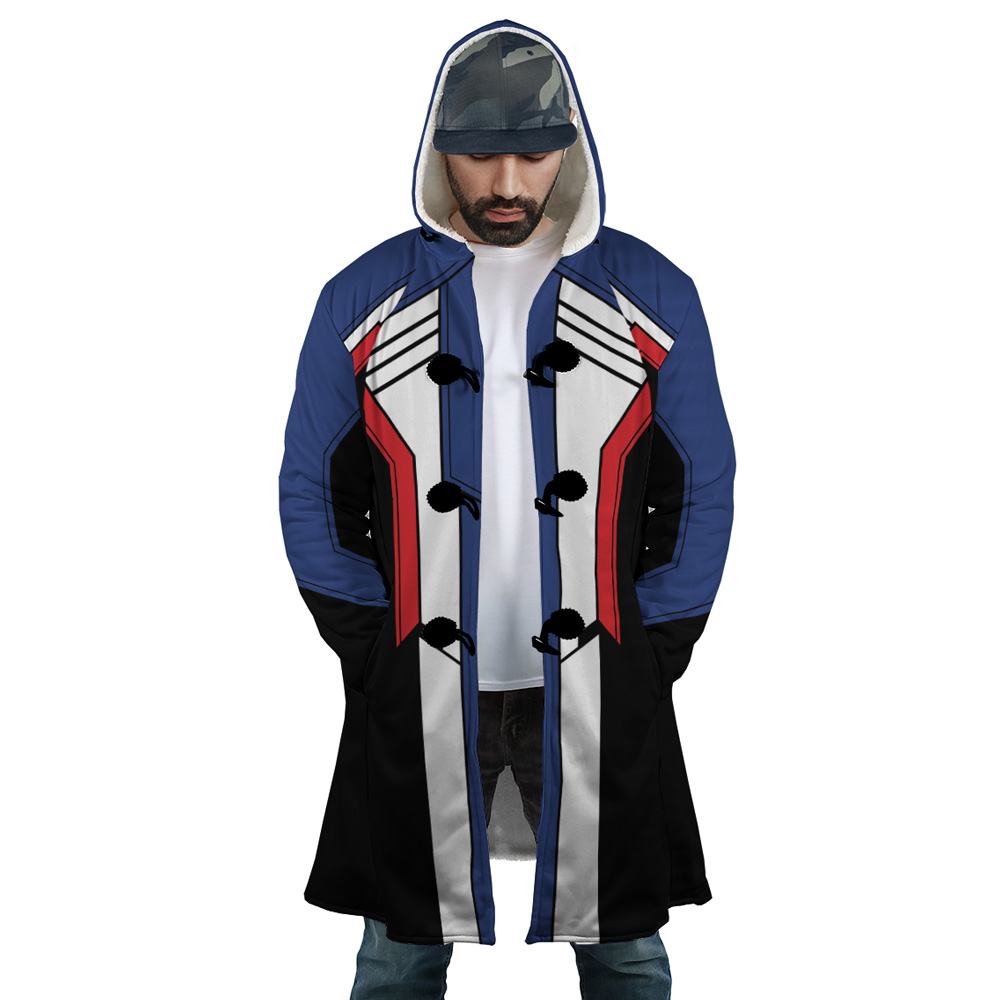Soldier 76 Overwatch AOP Hooded Cloak Coat FRONT Mockup - Overwatch Shop